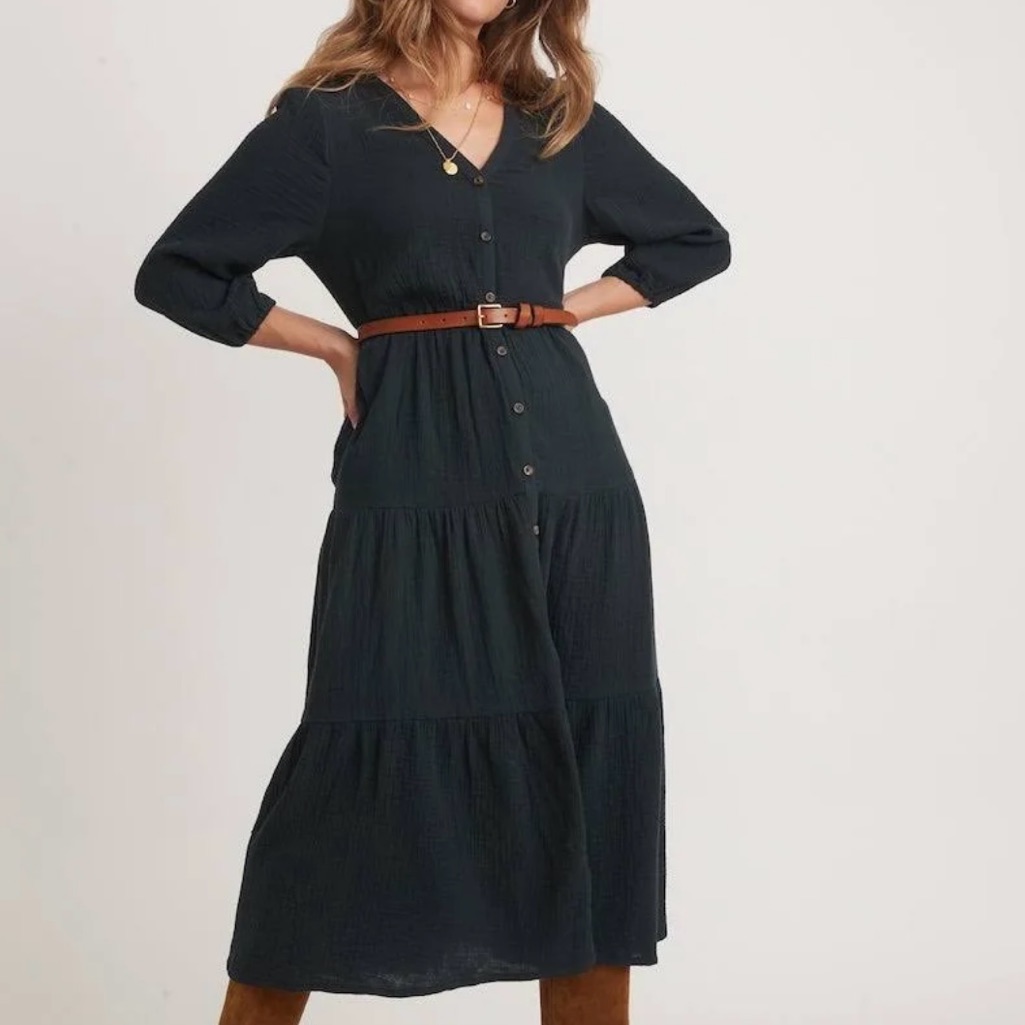 New-Marine Layer Willow Doublecloth Midi Dress